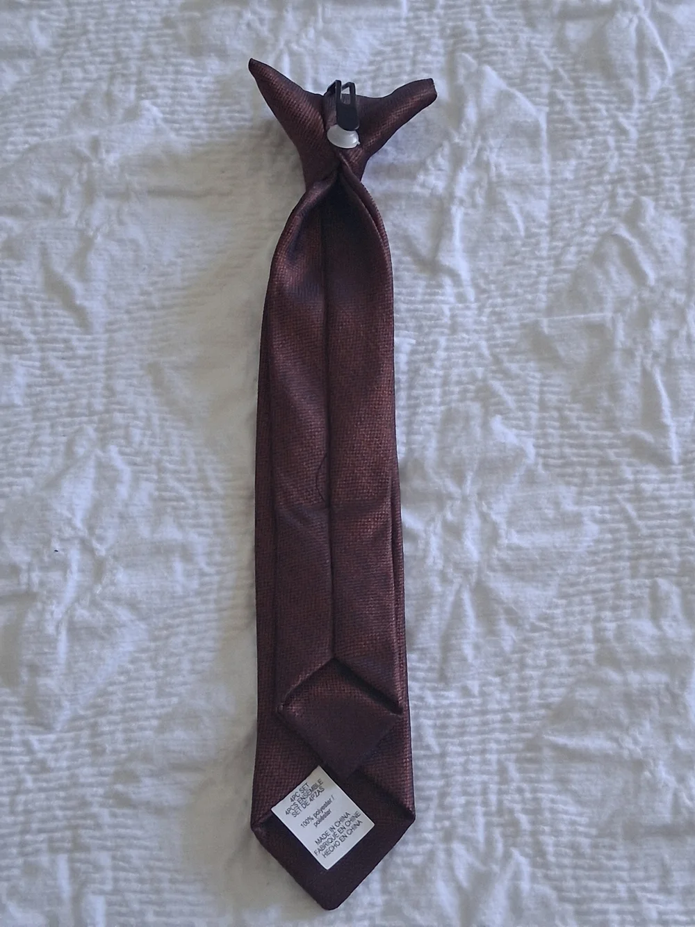 Kid's Clip-On Burgundy and Black Dress Tie Set — Classic Formal Neckties Preppy